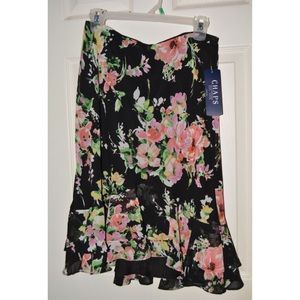 Chaps black and floral skirt